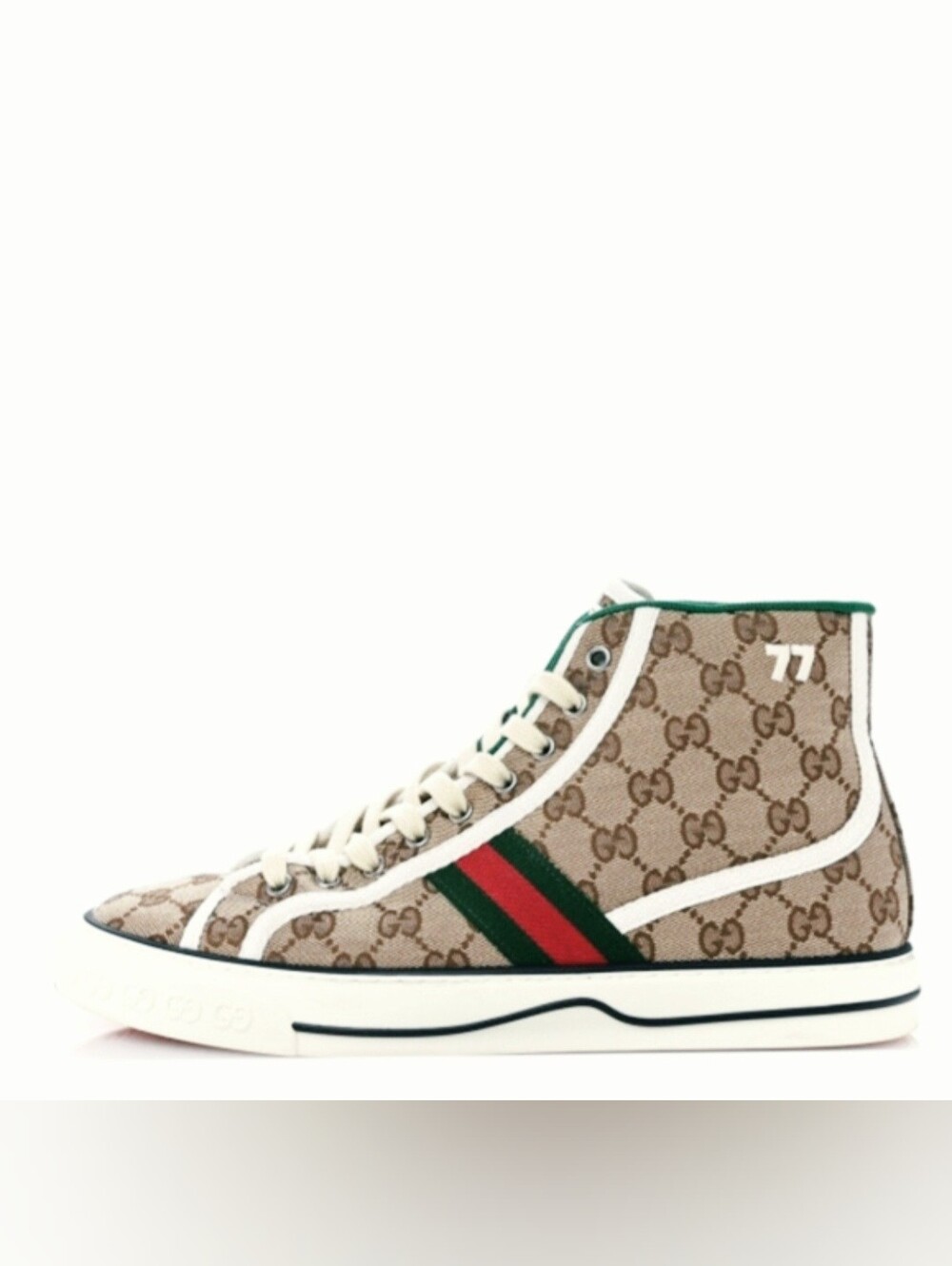 New Gucci Men's GG Tennis 1977 Brown High-Top Sneakers